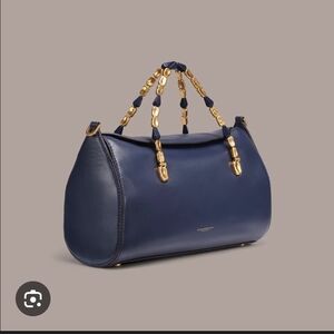 Donna Karan Navy Shoulder Bag with Gold Details